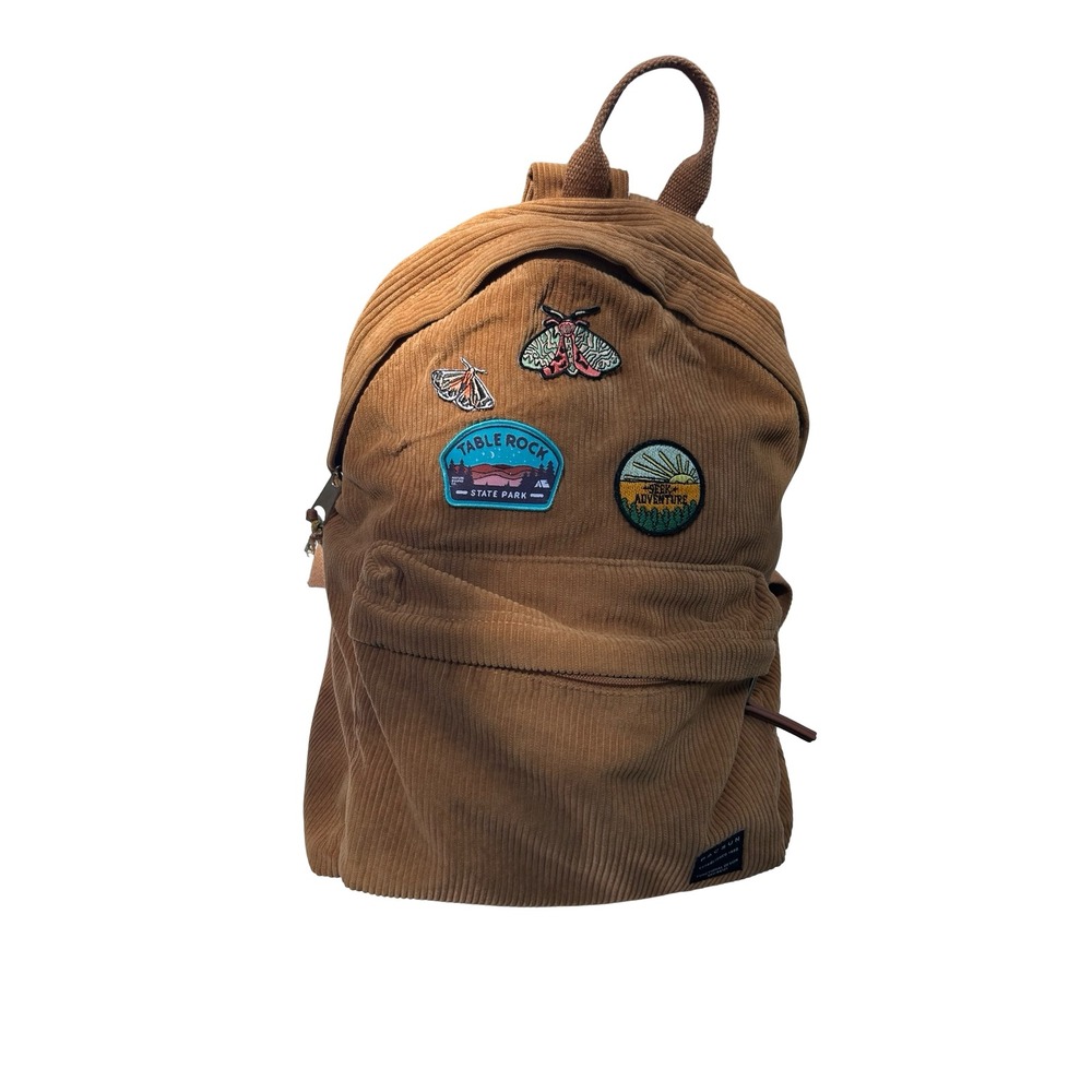 PacSun Tan Corduroy Backpack Brown Patchwork Outdoor Table Rock State Park Bag
